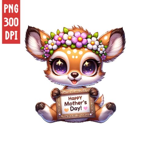 Mother's Day Animal Clipart | Cute Deer with frame clipart | PNG cover image.