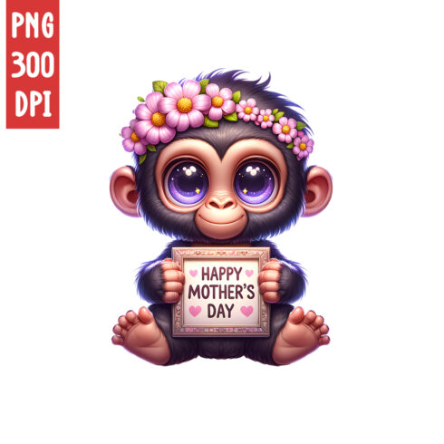 Mother's Day Animal Clipart | Cute Gorilla with frame clipart | PNG cover image.