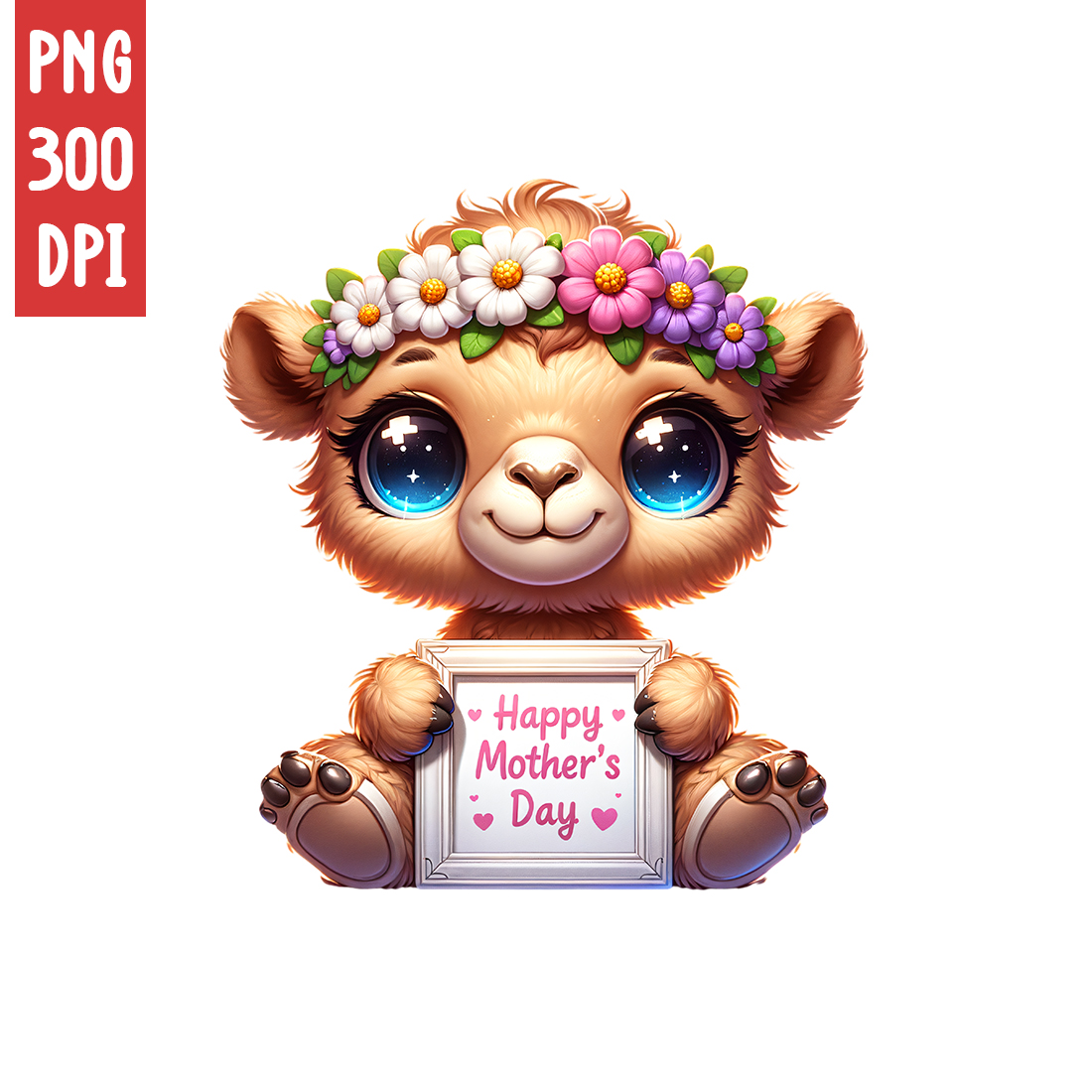 Mother's Day Animal Clipart | Cute Camel with frame clipart | PNG preview image.