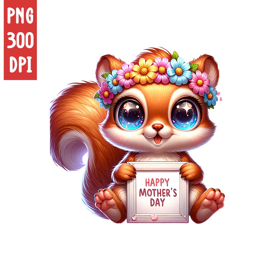 Mother's Day Animal Clipart | Cute Squirrel with frame clipart | PNG preview image.