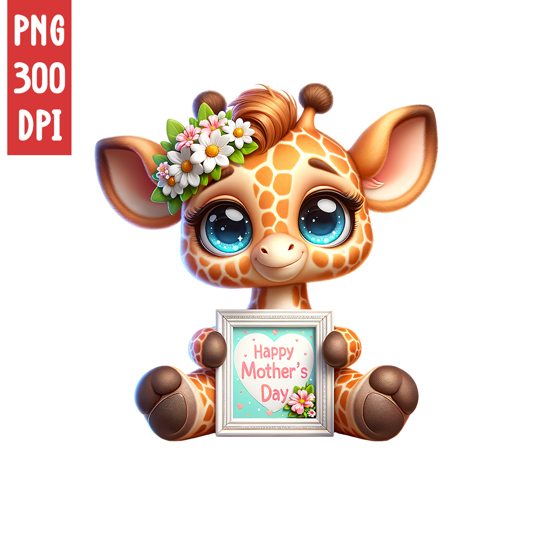 Mother's Day Animal Clipart | Cute Giraffe with frame clipart | PNG cover image.