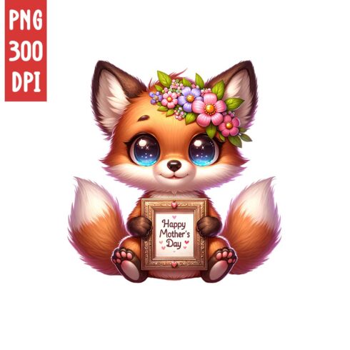 Mother's Day Animal Clipart | Cute Fox with frame clipart | PNG cover image.