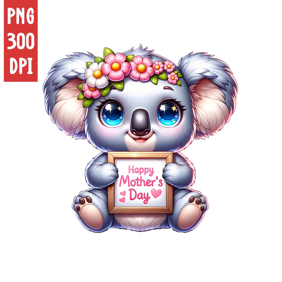 Mother's Day Animal Clipart | Cute Koala with frame clipart | PNG preview image.