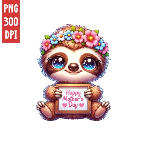 Mother's Day Animal Clipart | Cute Sloth with frame clipart | PNG cover image.