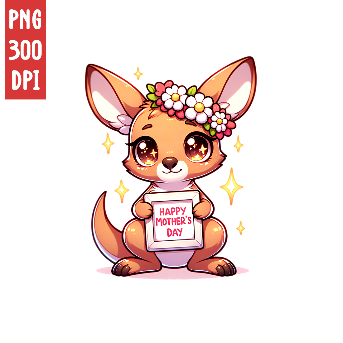 Mother's Day Animal Clipart | Cute Kangaroo with frame clipart | PNG preview image.