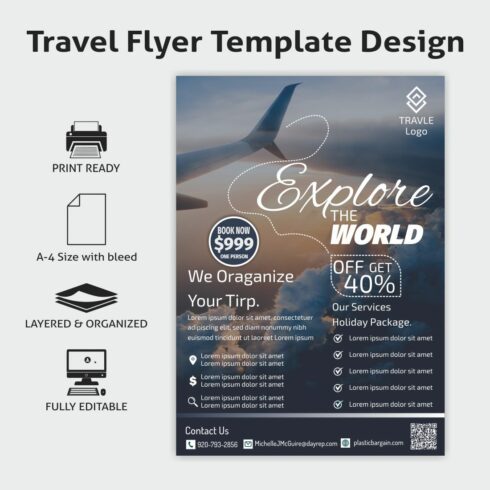 Travel Flyer Template Design cover image.