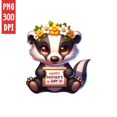 Mother's Day Animal Clipart | Cute Honey Badger with frame clipart | PNG cover image.