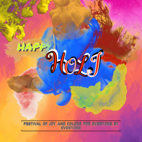 Happy Holi template for social media cover image.