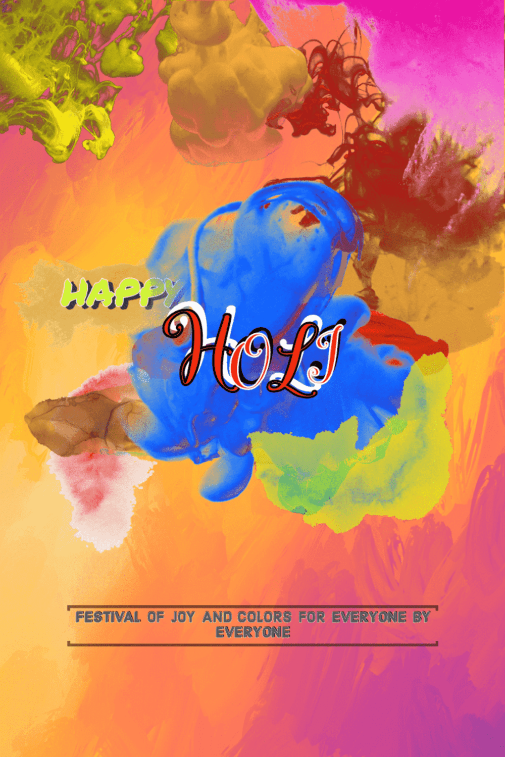 Happy Holi template for social media pinterest preview image.