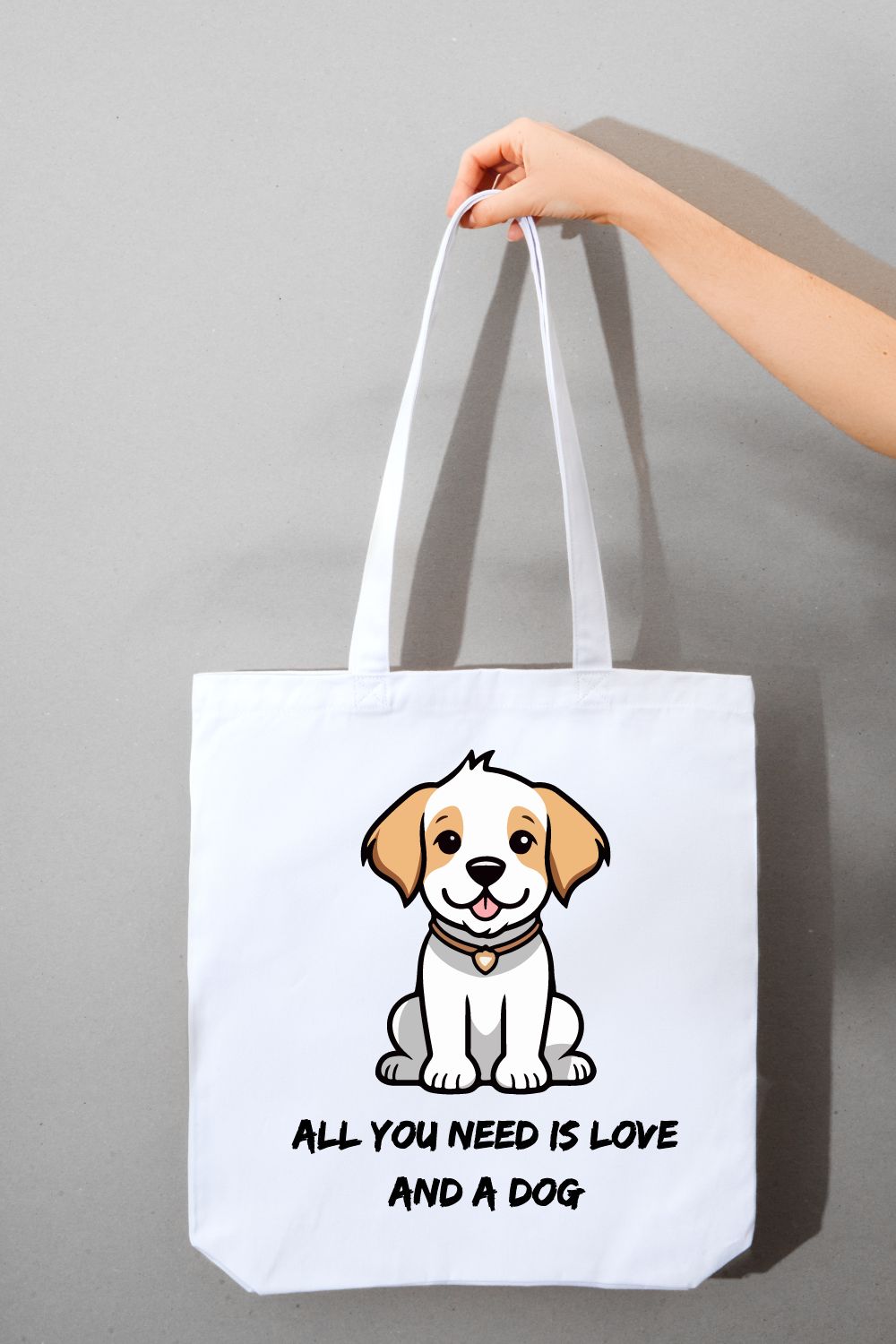 Adorable design “All You Need is Love and a Dog” pinterest preview image.
