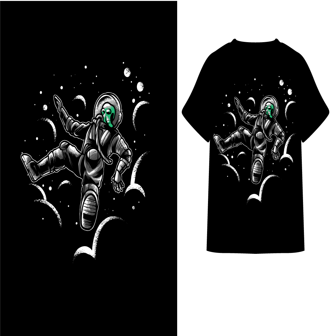 alien astronaut t-shirt preview image.