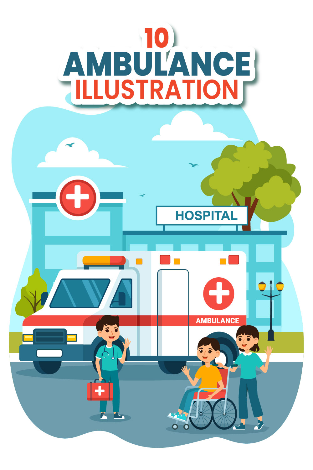 10 Ambulance Car Illustration pinterest preview image.