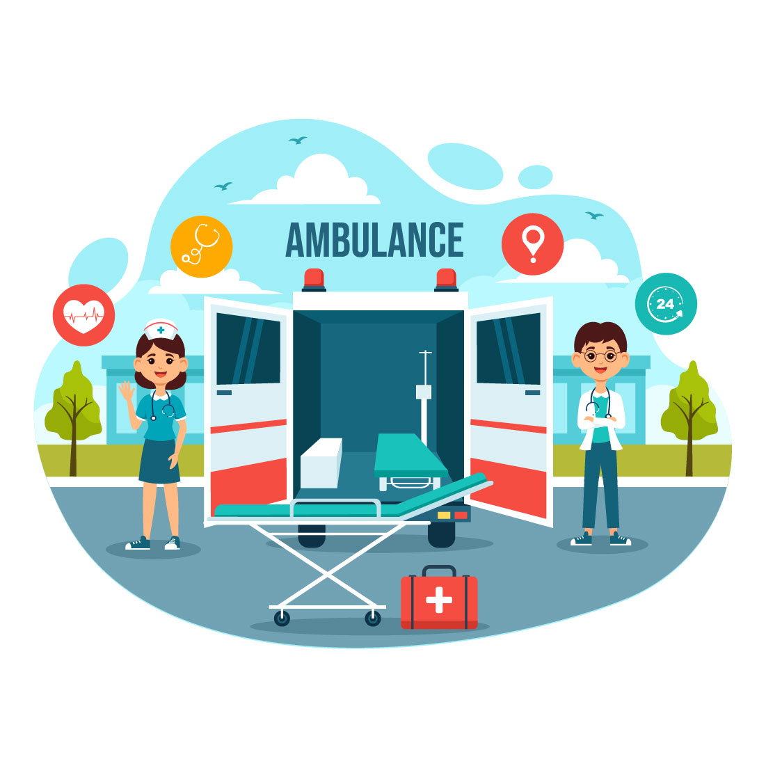 10 Ambulance Car Illustration preview image.