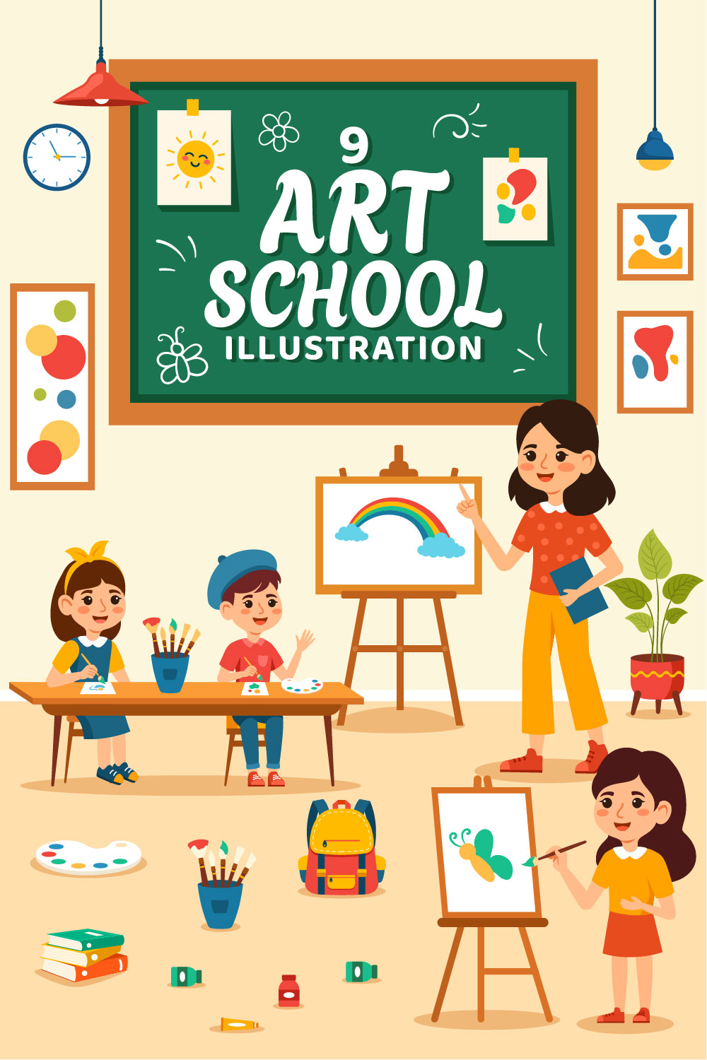 9 Art School of Painting Illustration pinterest preview image.