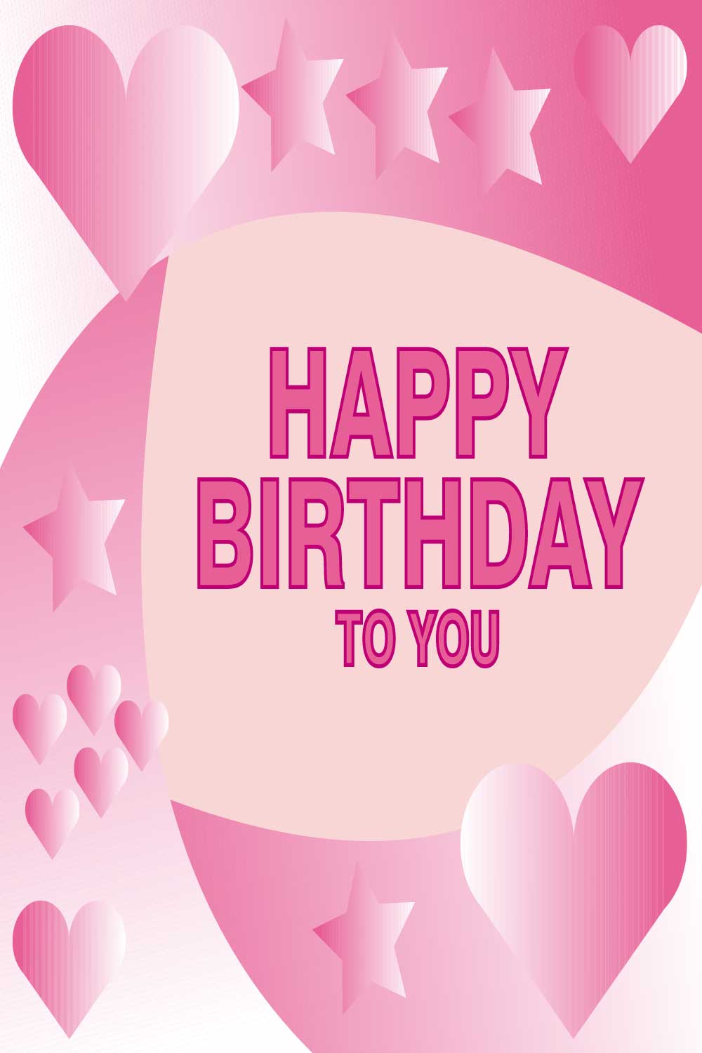 Happy Birthday Card with hearts, stars, and lovely color HD Pictures in JPG, AI and EPS formats pinterest preview image.