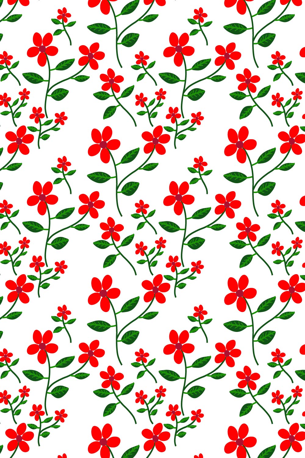 Red flower seamless pattern for fabrics, textile, backgrounds and other multiple designing purposes pinterest preview image.