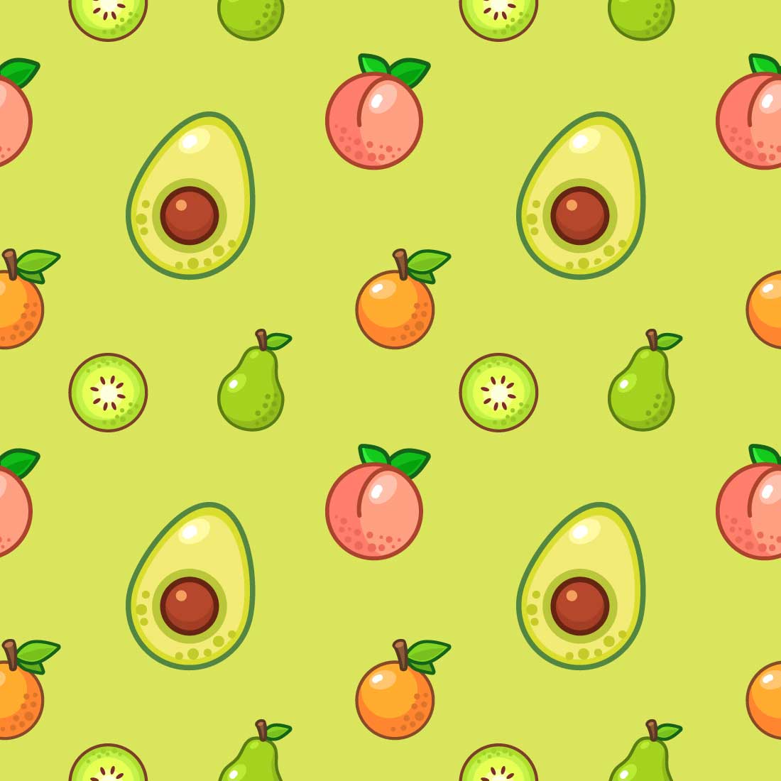 Starring Avocado Seamless Pattern preview image.
