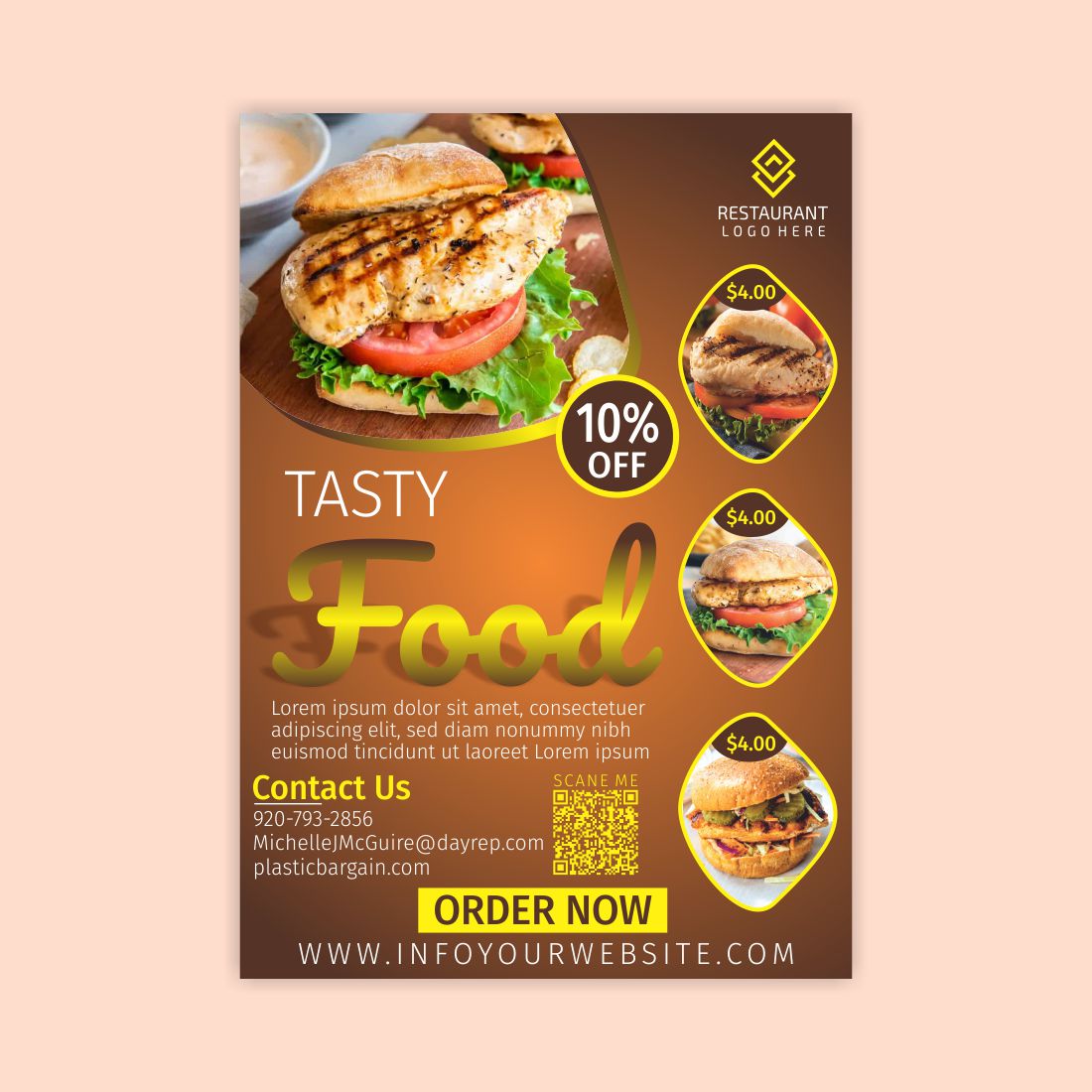 Food Flyer Template Design preview image.