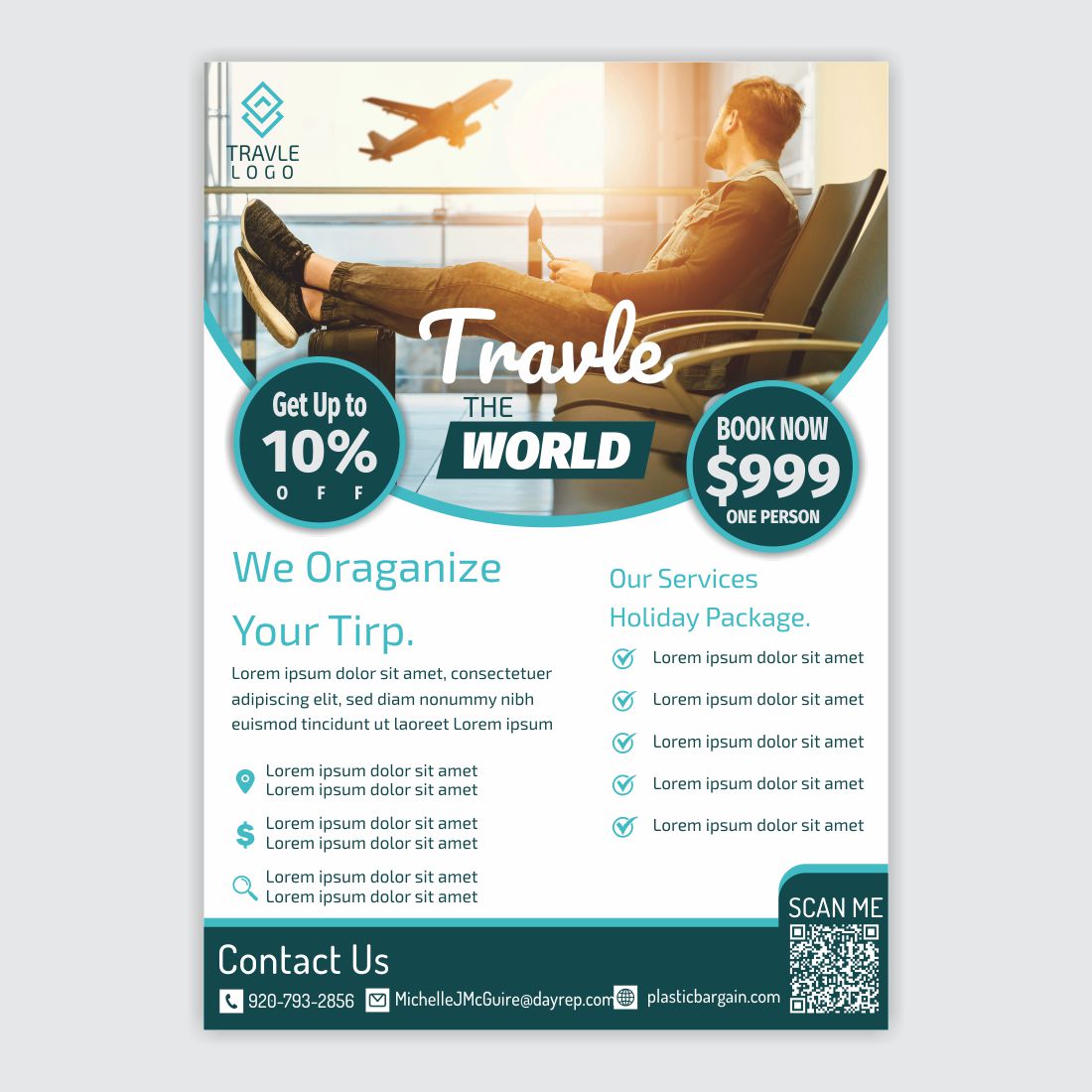 Travel Flyer Template Design preview image.