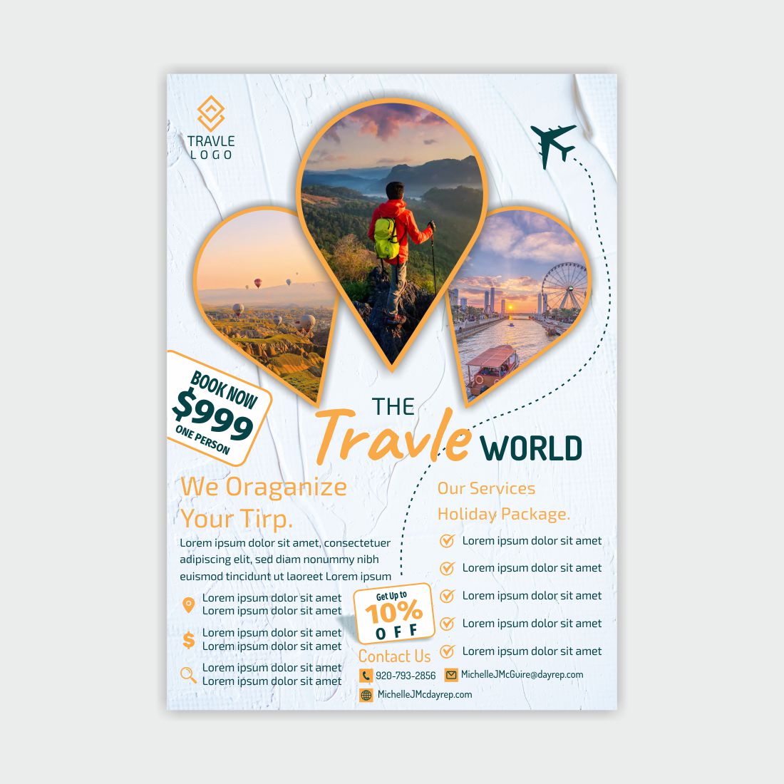 Travel Flyer Template Design preview image.