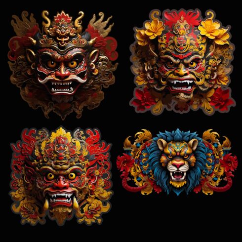 Balinese Lion Dance: A Collection of Intricate Barong Masks Suitable for Fashion and Art Lovers - only 10$ cover image.
