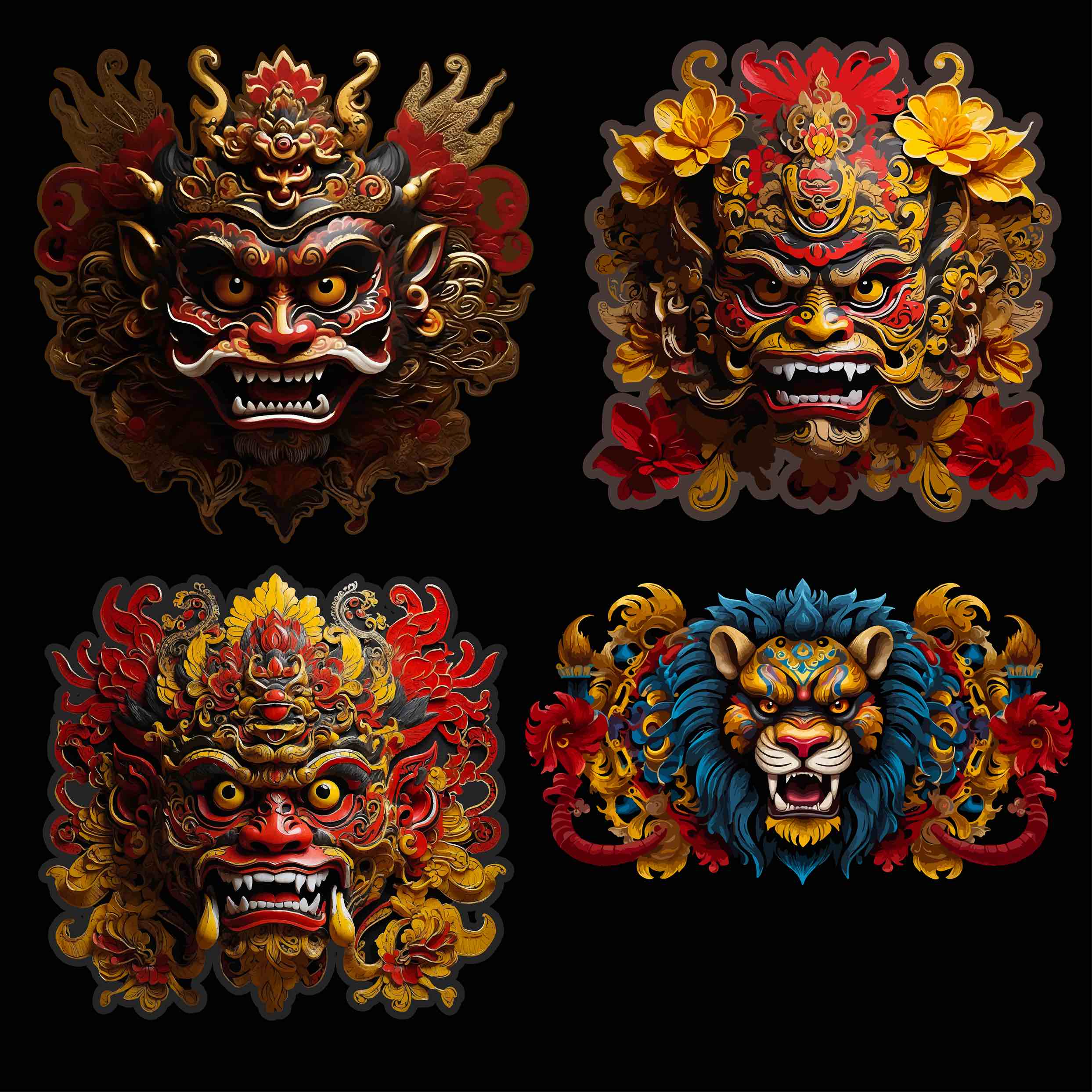 Balinese Lion Dance: A Collection of Intricate Barong Masks Suitable for Fashion and Art Lovers - only 10$ cover image.