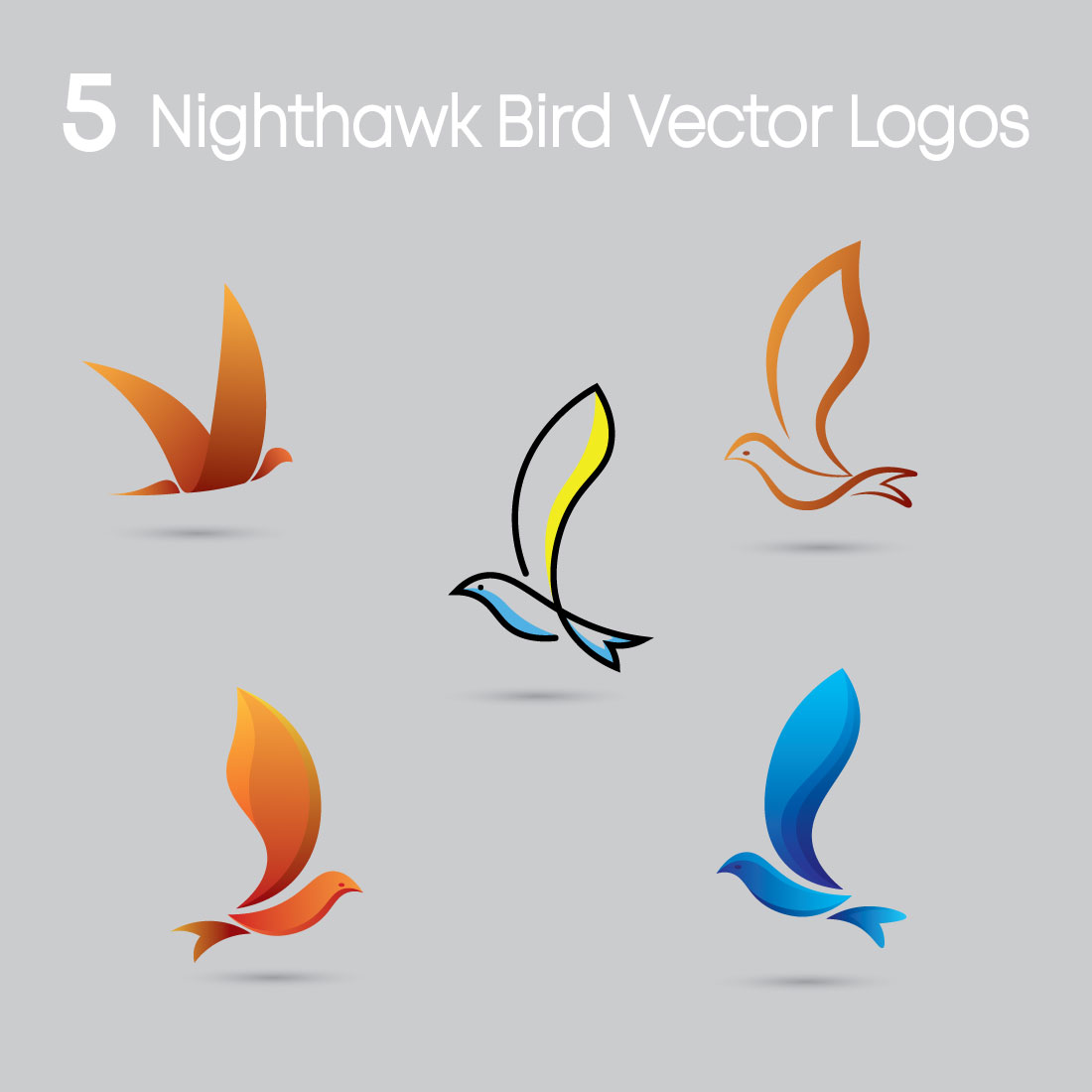 5 Nighthawk Bird Vector Logos preview image.