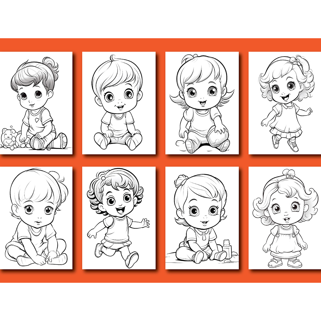 Cute Babies Coloring pages For Kids preview image.