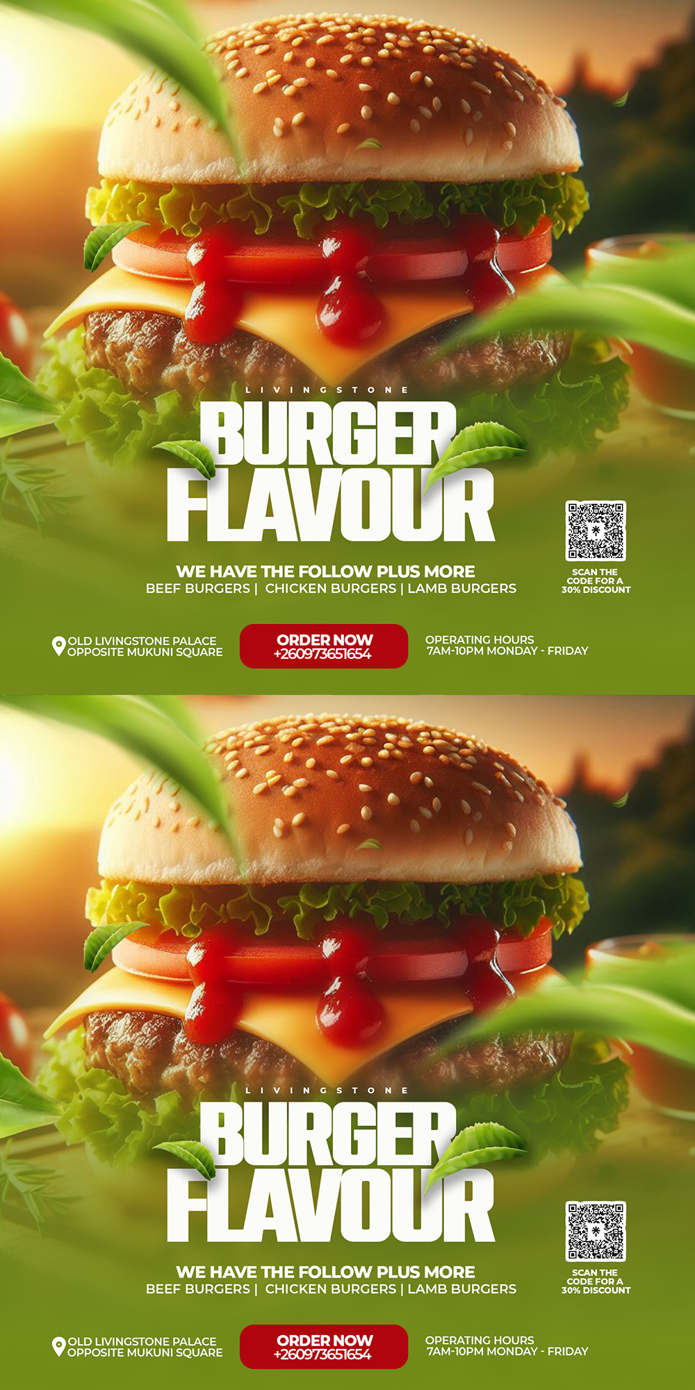Burger Restaurant Flyer Template pinterest preview image.