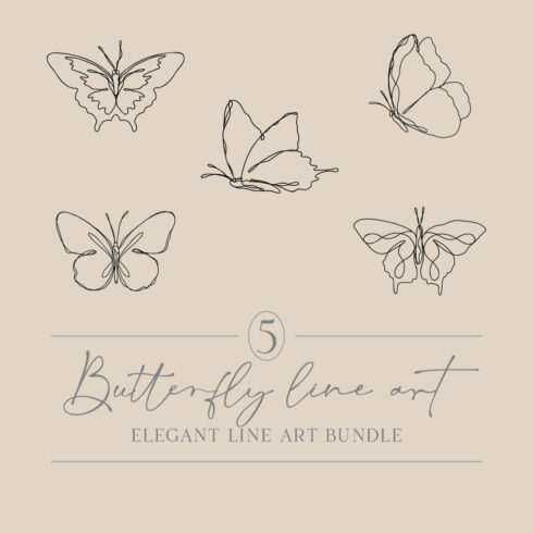Butterfly Line Art Bundle | Continuous Line Fluttering Butterflies | One Line Drawing Of Elegant Wings | Spring Garden Pretty Insects cover image.