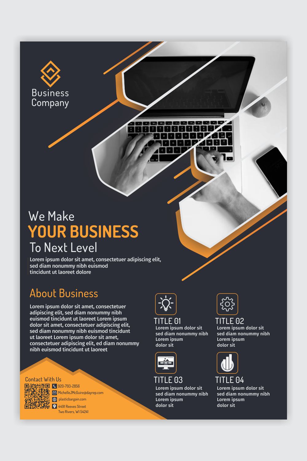 Business Flyer Template Design pinterest preview image.