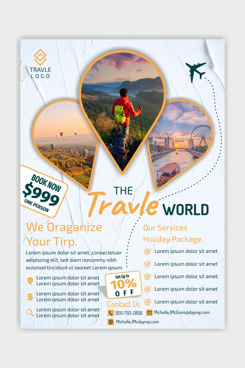 Travel Flyer Template Design pinterest preview image.