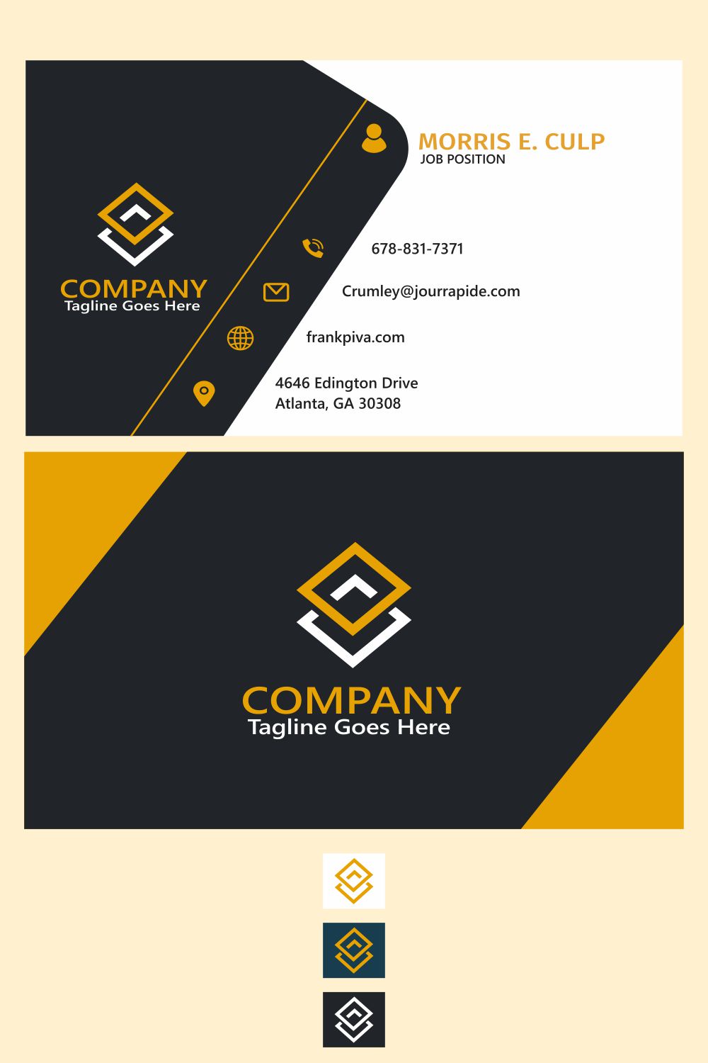 Business Card Temaplate pinterest preview image.