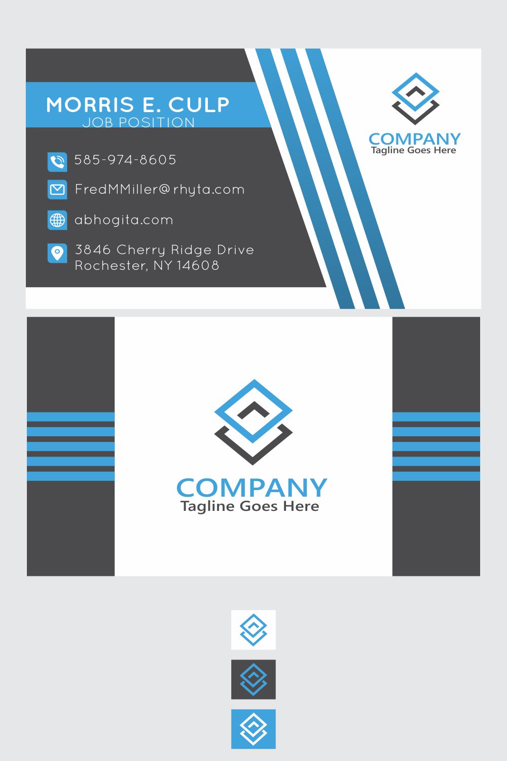Business Card Template pinterest preview image.