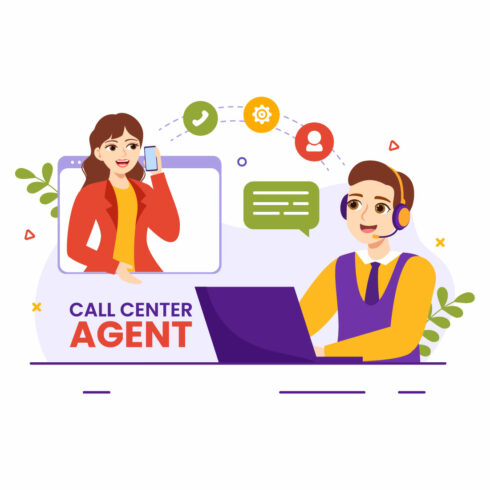 12 Call Center Agent Illustration cover image.