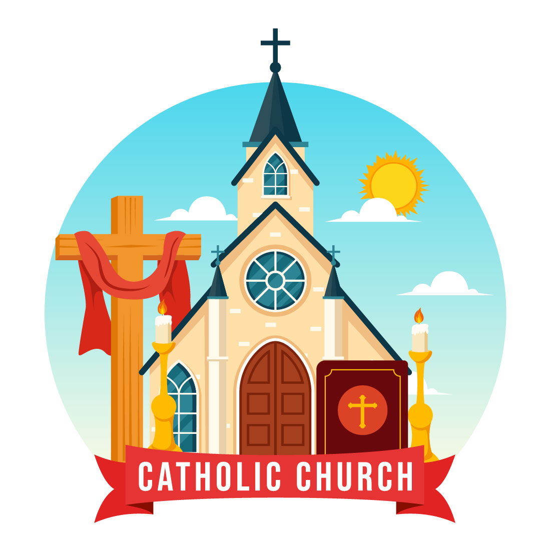 11 Cathedral Catholic Church Illustration preview image.