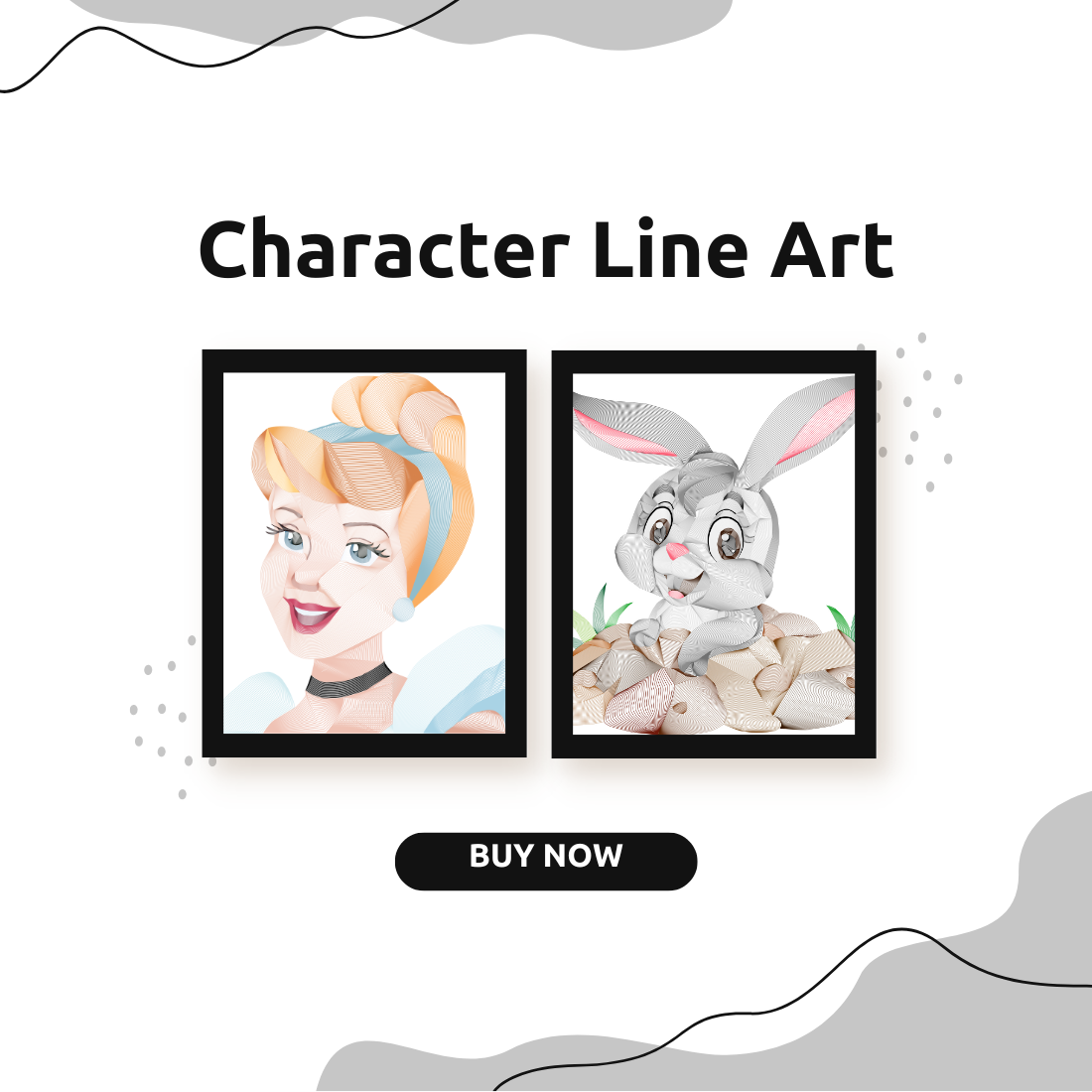 2 Character Line Art Bundle preview image.