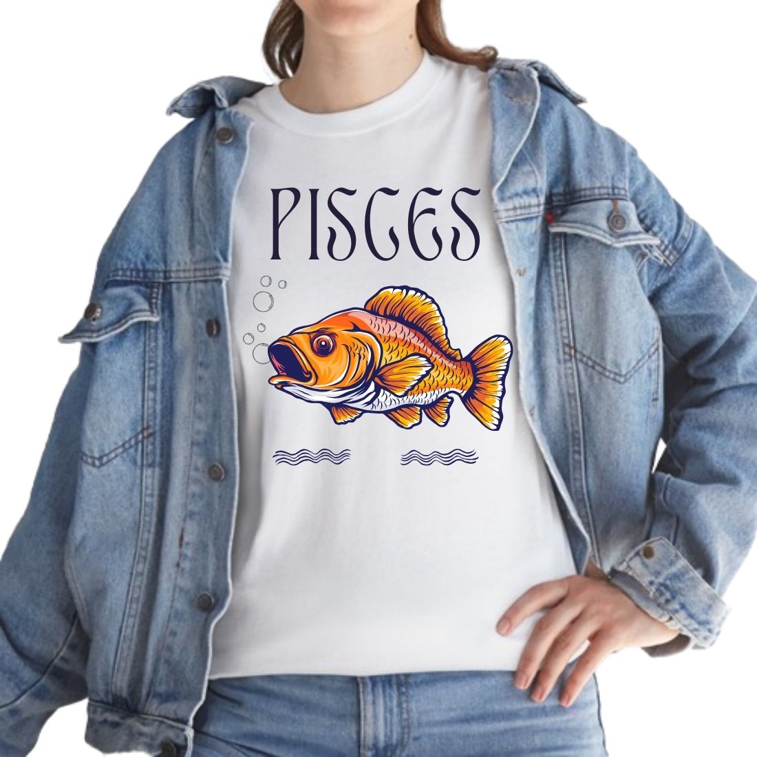 Pisces t-shirt design preview image.