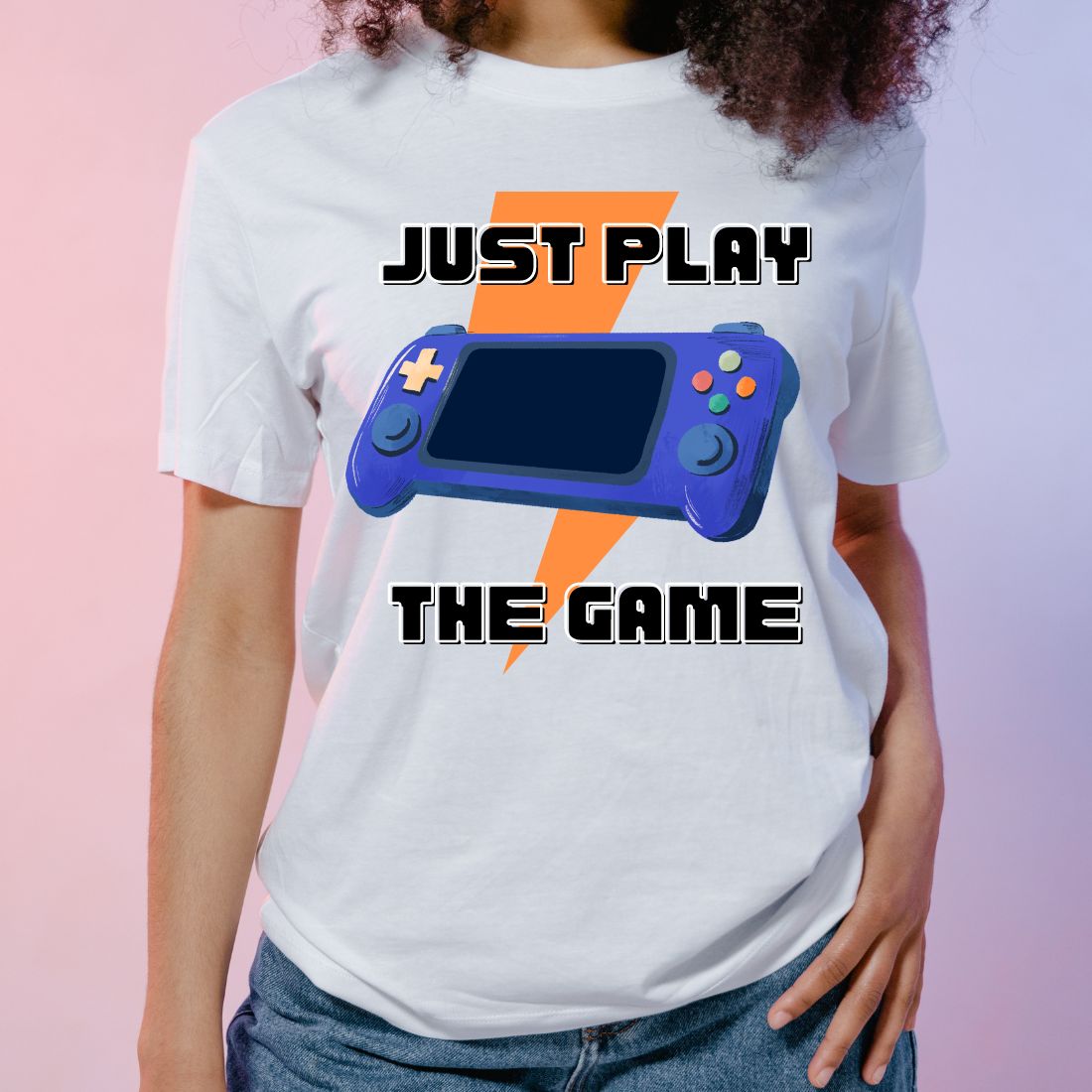 Just play the game t-shirt design cover image.