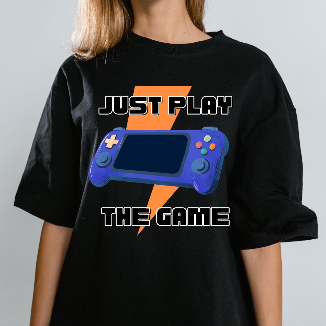 Just play the game t-shirt design preview image.