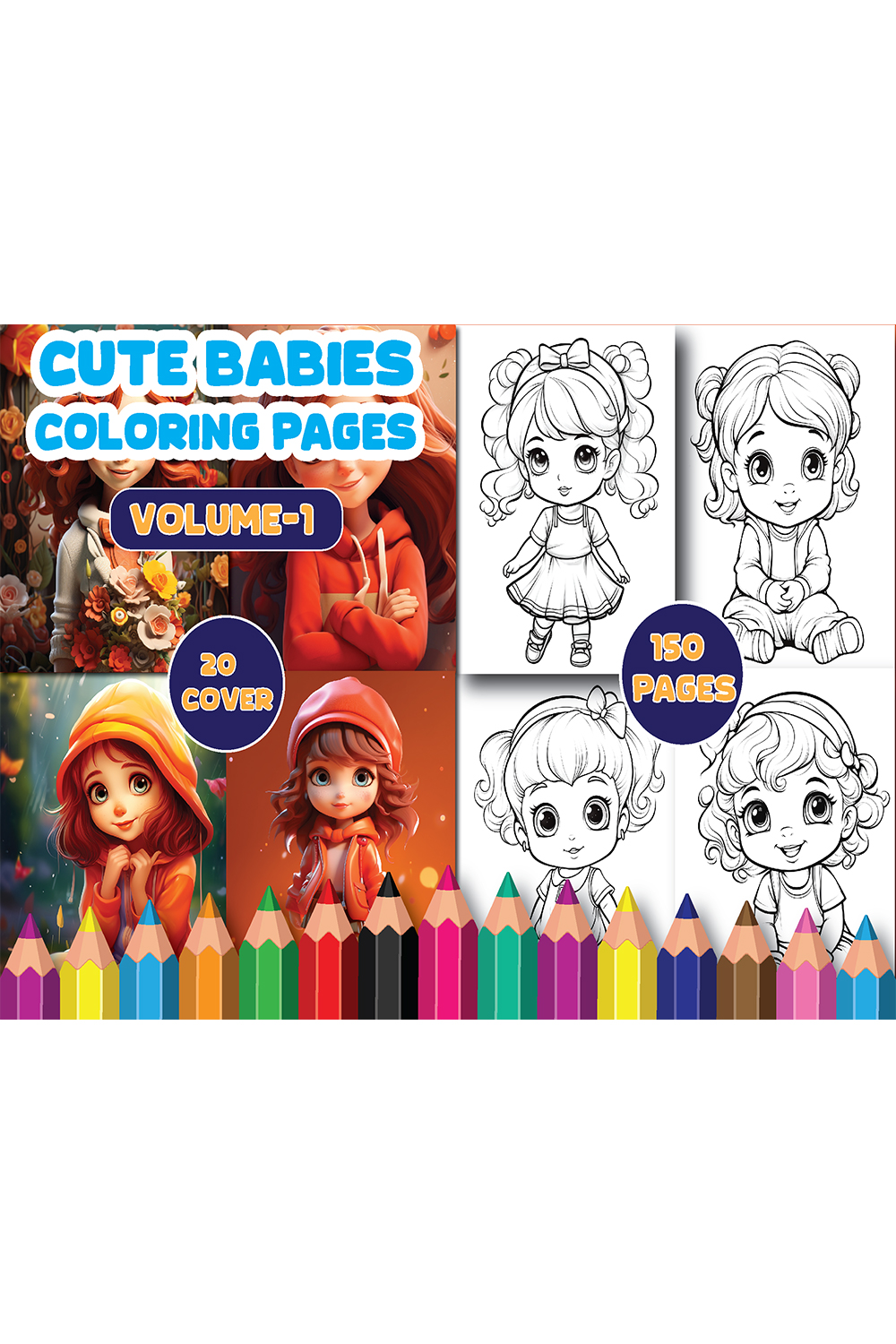 Cute Babies Coloring pages For Kids pinterest preview image.