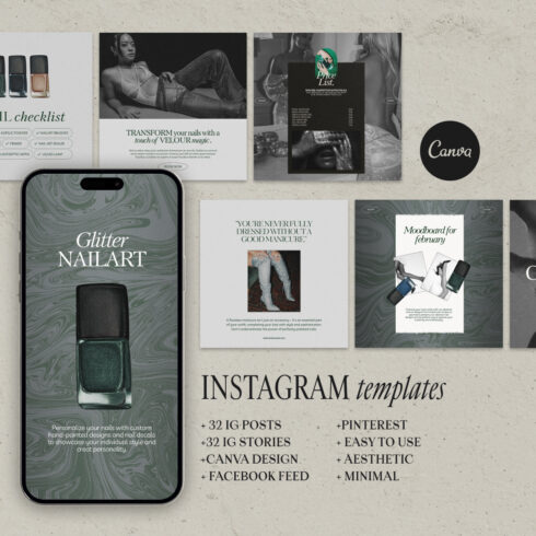 Canva Instagram Templates For Nail Studio And Influencers cover image.