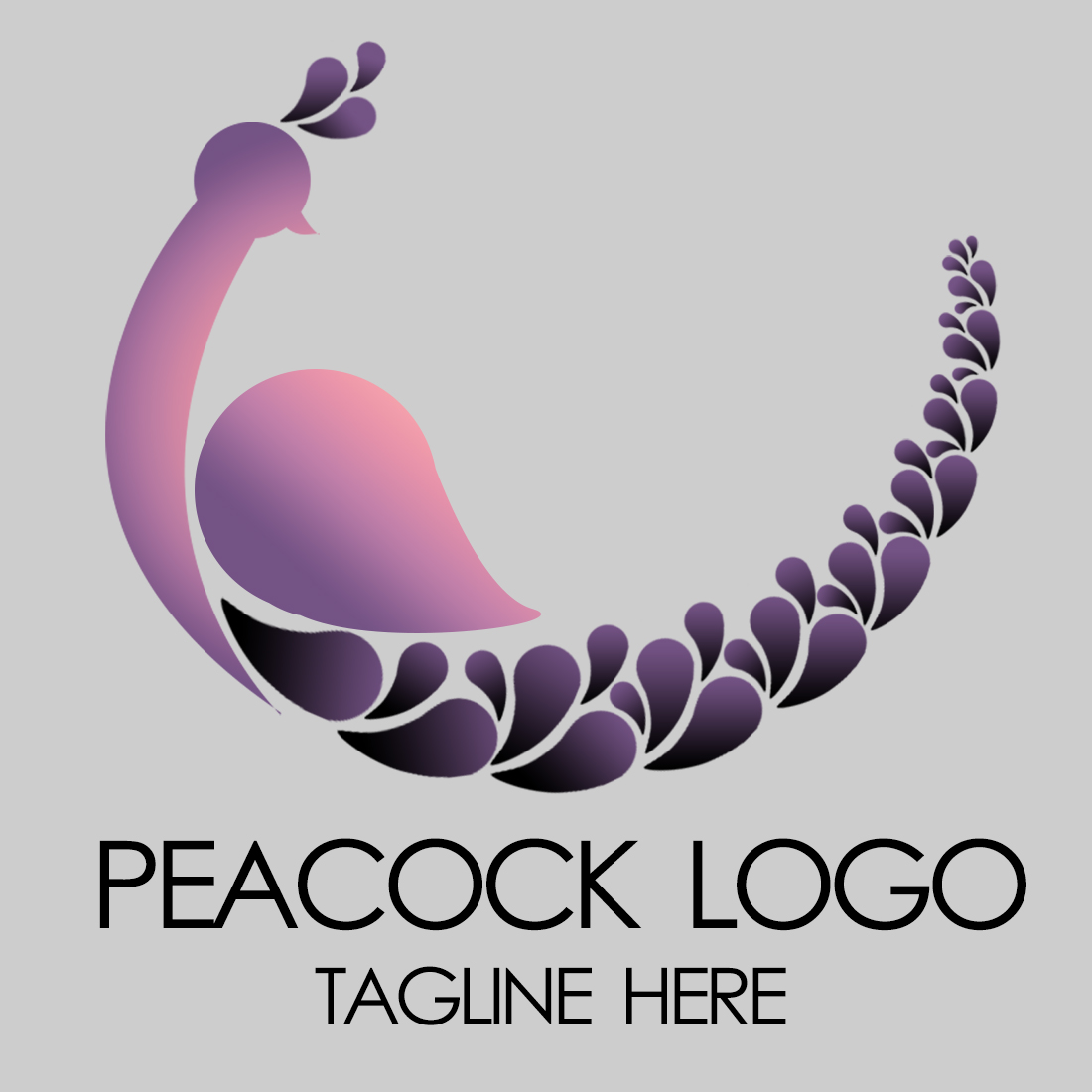 Purple Peacock-Logo Template preview image.