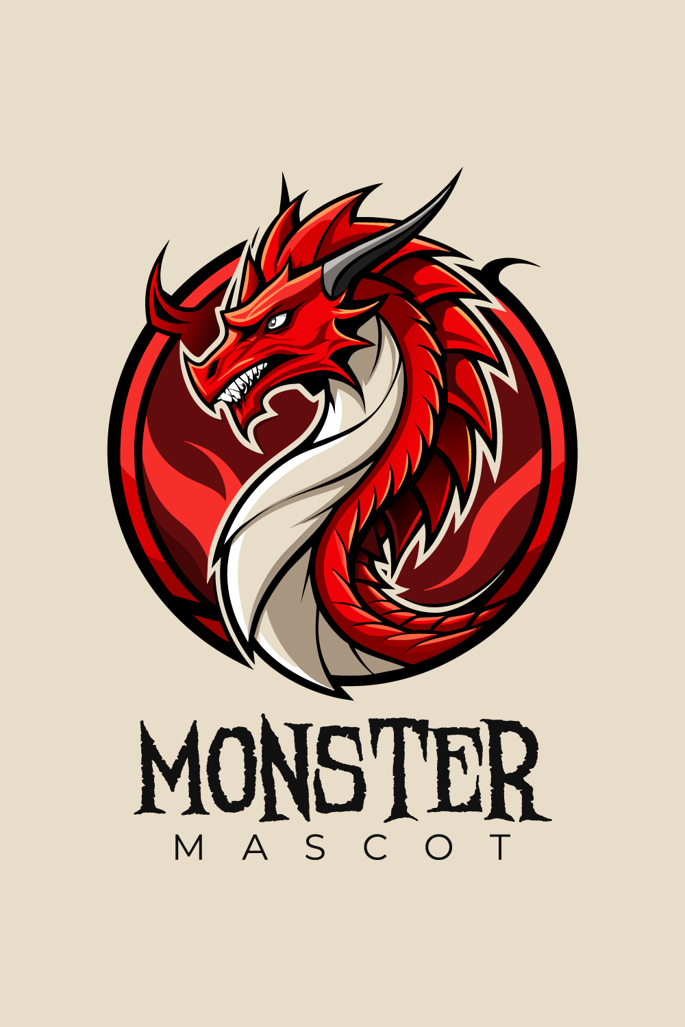Free Dragon Gaming Mascot Logo pinterest preview image.