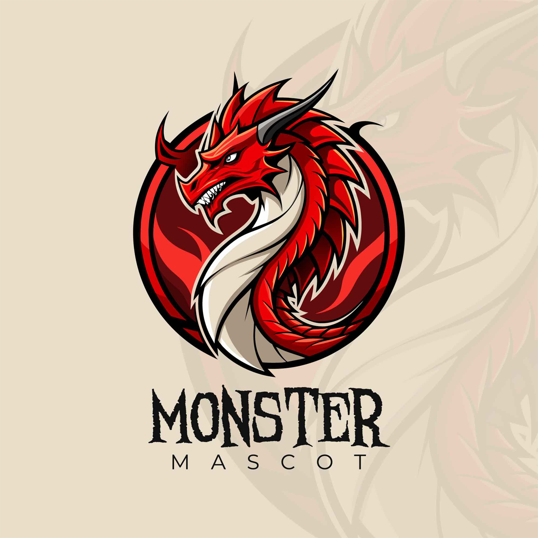 Free Dragon Gaming Mascot Logo preview image.