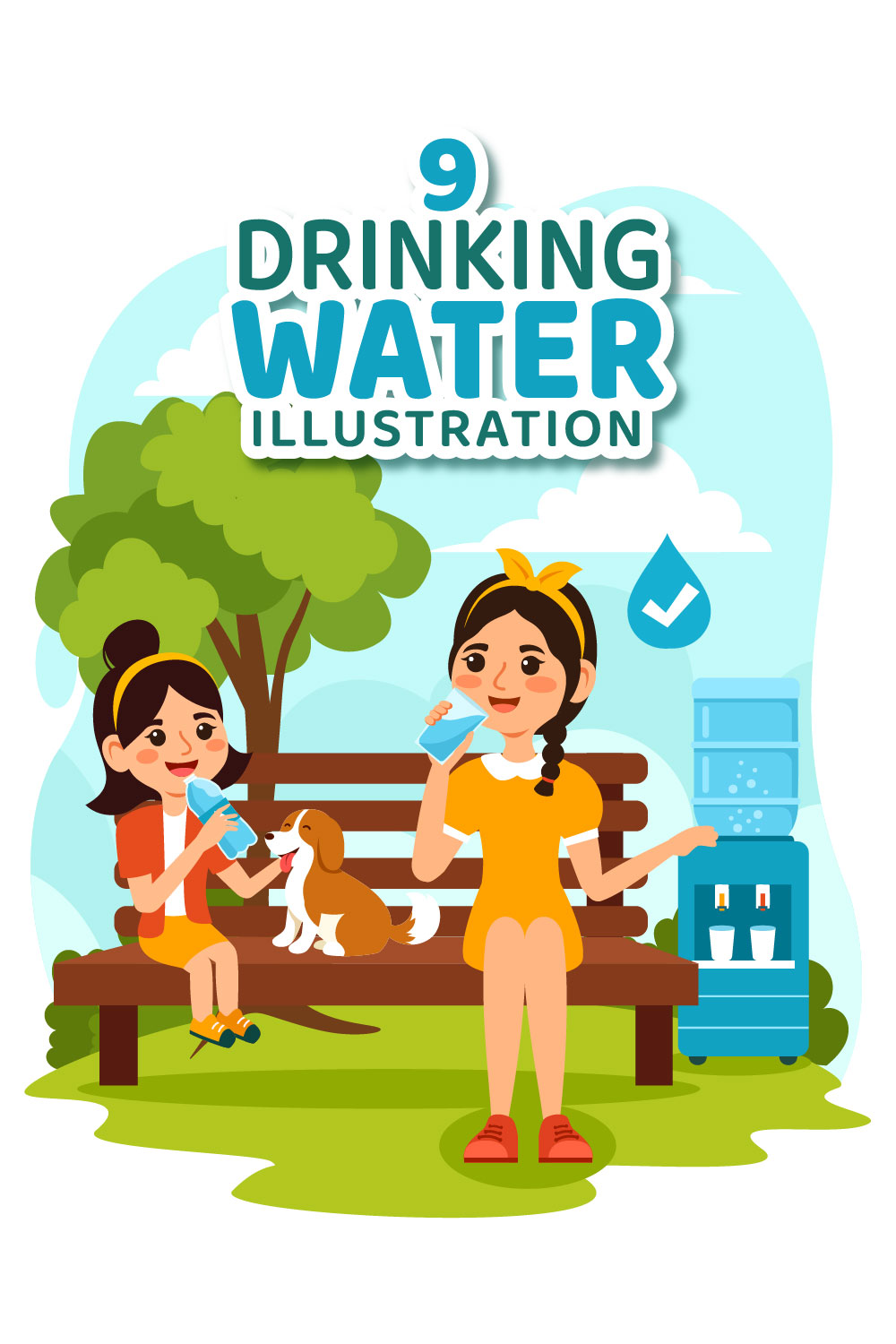 9 Drinking Water Illustration pinterest preview image.