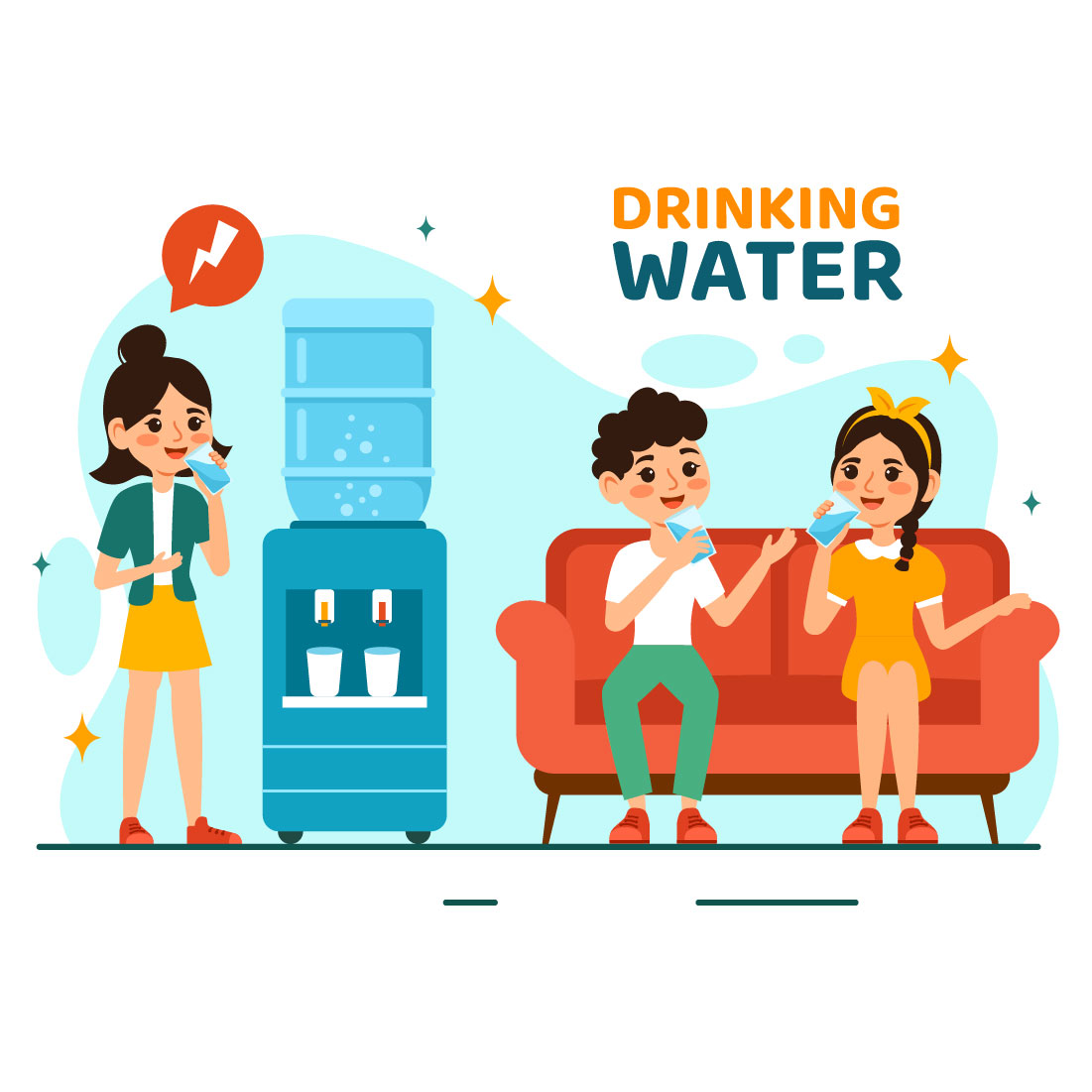 9 Drinking Water Illustration preview image.