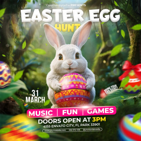 Easter Egg Hunt Event Flyer Template cover image.