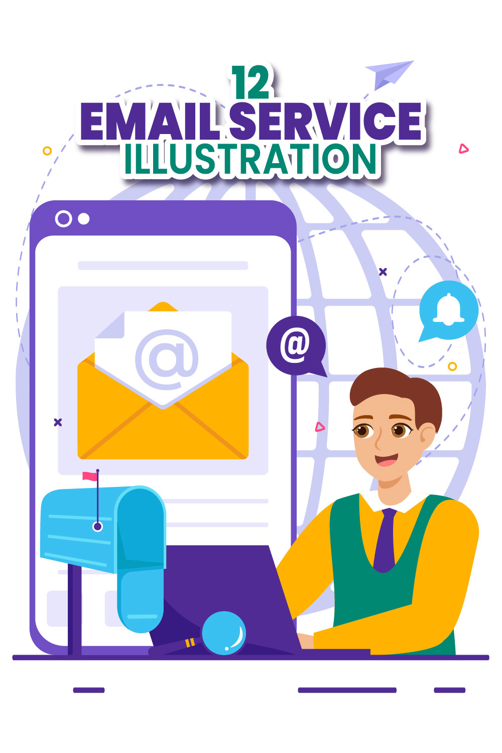 12 Email Service Illustration pinterest preview image.