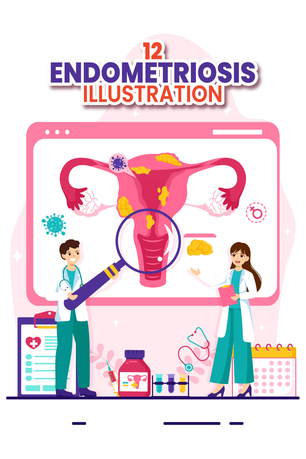 12 Endometriosis Illustration pinterest preview image.